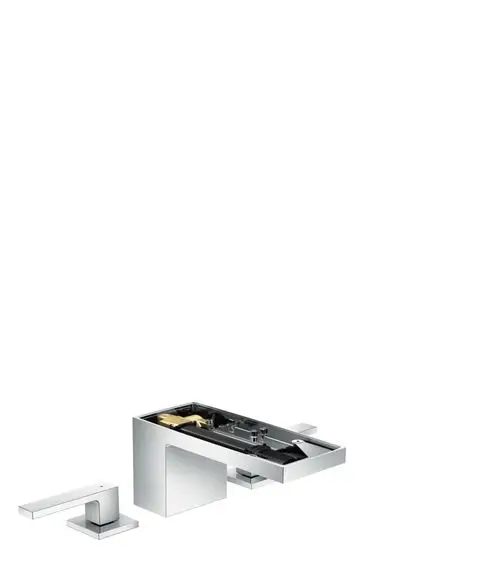 Küchenarmatur von AXOR mit einem minimalistischen Design, bestehend aus einem Korpus und einem Hebel, inklusive einer Push-Open Ablaufgarnitur.
